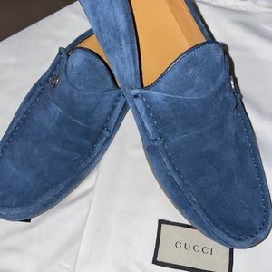 GUCCI Blue Suede Moccasins Sz 11 386587